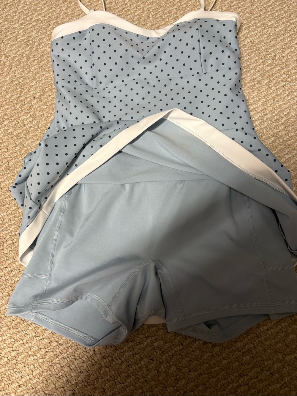 Light Blue Polka Dot Sculpt lux sweetheart mini dress - Picture 6 of 7